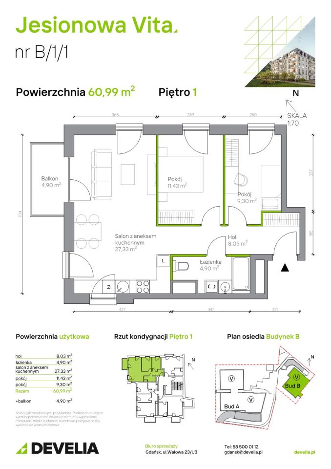 Mieszkanie 3-pokojowe Gdańsk Wrzeszcz, ul. Jesionowa. Zdjęcie 6