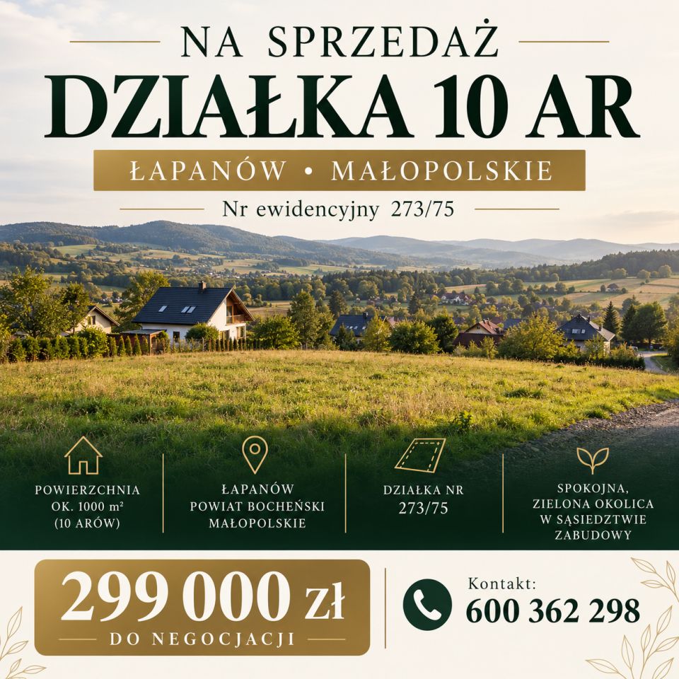 Działka budowlana Łapanów. Zdjęcie 1