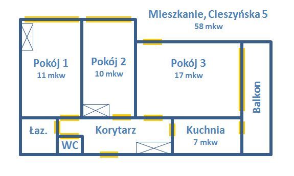 Mieszkanie 3-pokojowe Warszawa Mokotów, ul. Cieszyńska. Zdjęcie 14