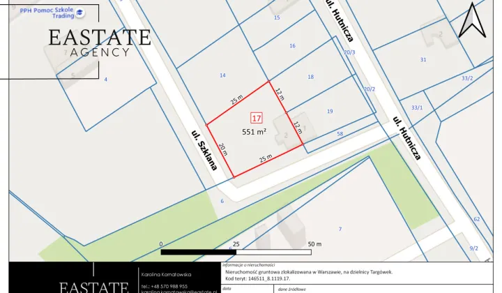 Działka inwestycyjna Warszawa Targówek, ul. Szklana