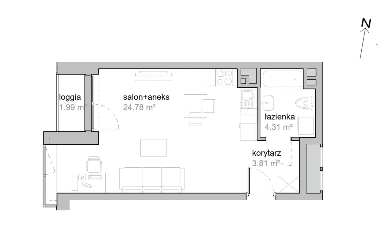 Mieszkanie 1-pokojowe Wrocław Tarnogaj, ul. Piękna. Zdjęcie 7