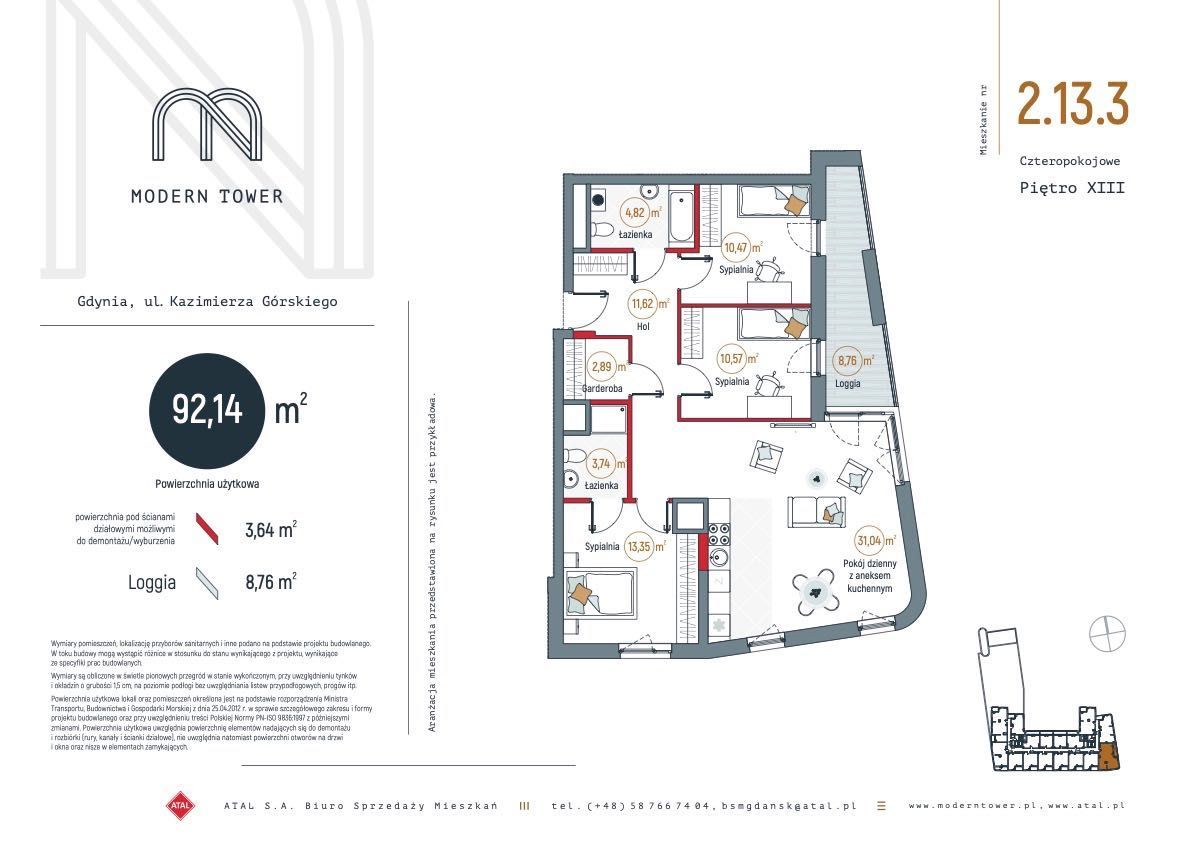 Mieszkanie 4-pokojowe Gdynia Orłowo, ul. Kazimierza Górskiego. Zdjęcie 20