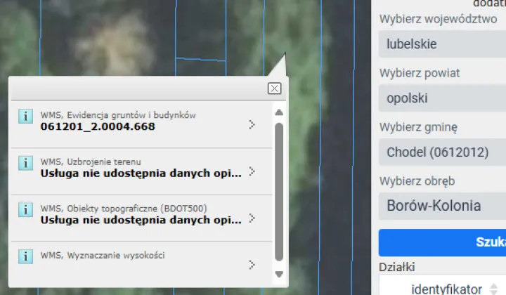 Działka leśna Borów-Kolonia