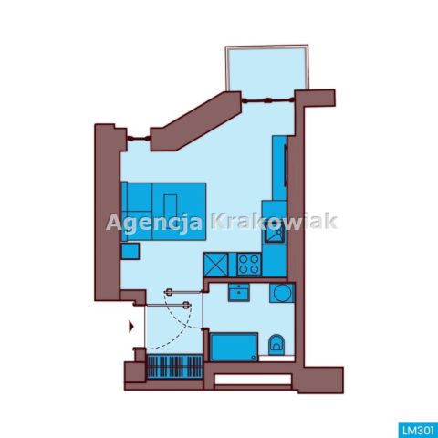 Mieszkanie 1-pokojowe Kraków, ul. Skałeczna. Zdjęcie 4