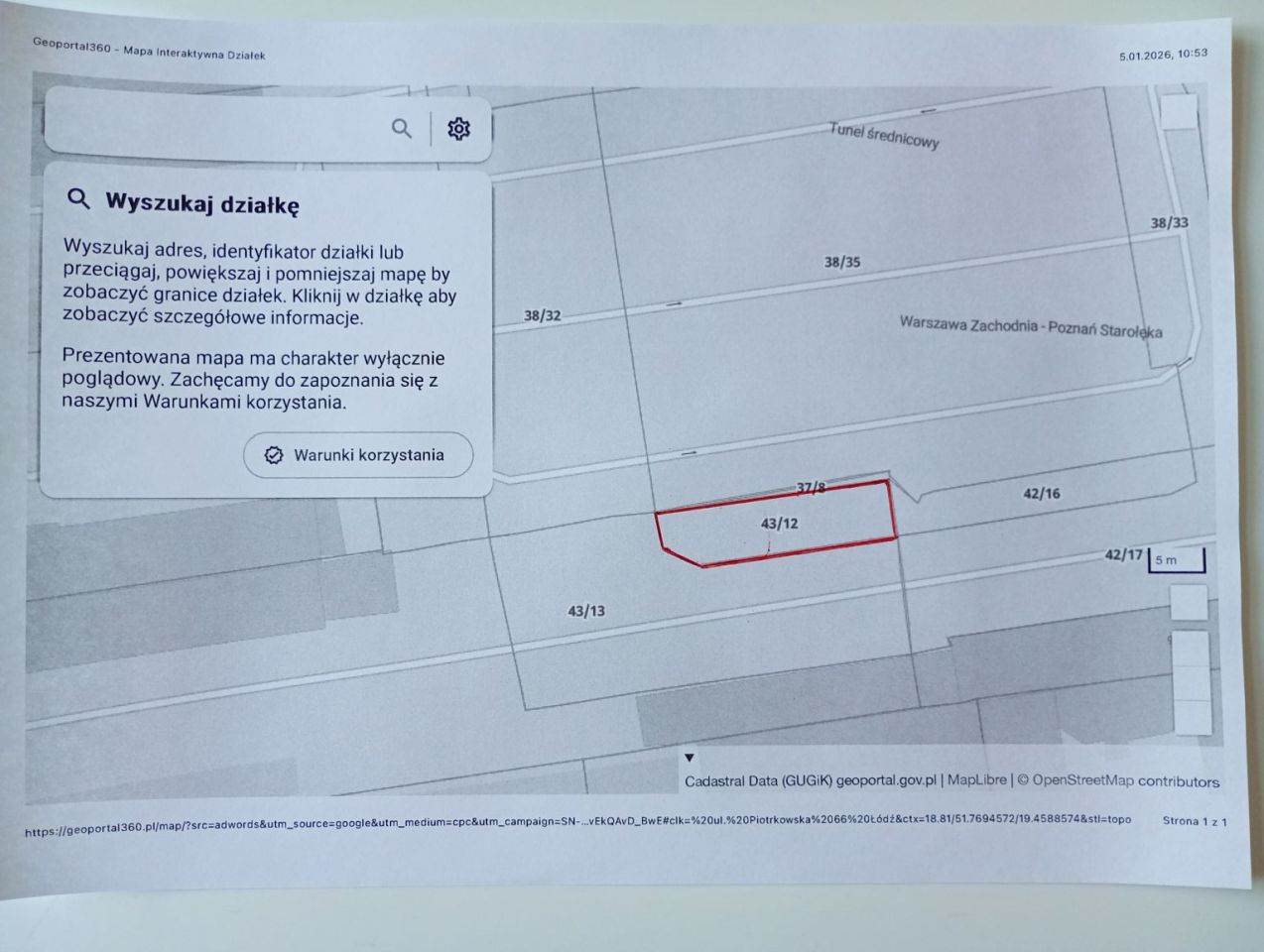 Działka inwestycyjna Łódź Śródmieście, ul. Piotrkowska