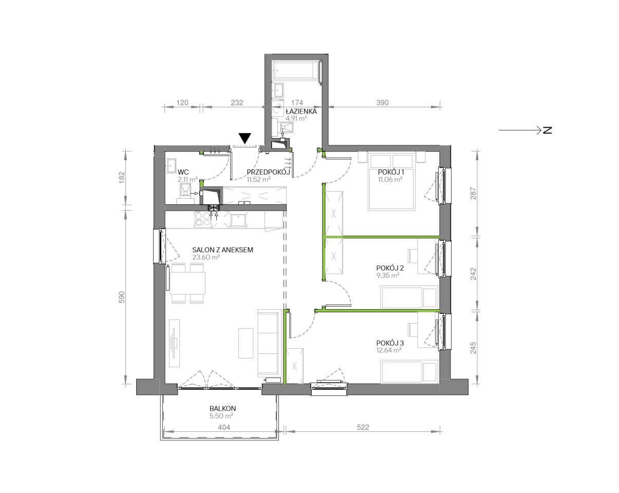 Mieszkanie 4-pokojowe Gdańsk Chełm, ul. Ptasia. Zdjęcie 7