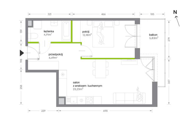 Mieszkanie 2-pokojowe Kraków Krowodrza, ul. Żabiniec. Zdjęcie 7
