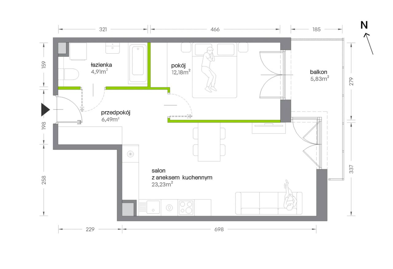 Mieszkanie 2-pokojowe Kraków Krowodrza, ul. Żabiniec. Zdjęcie 7