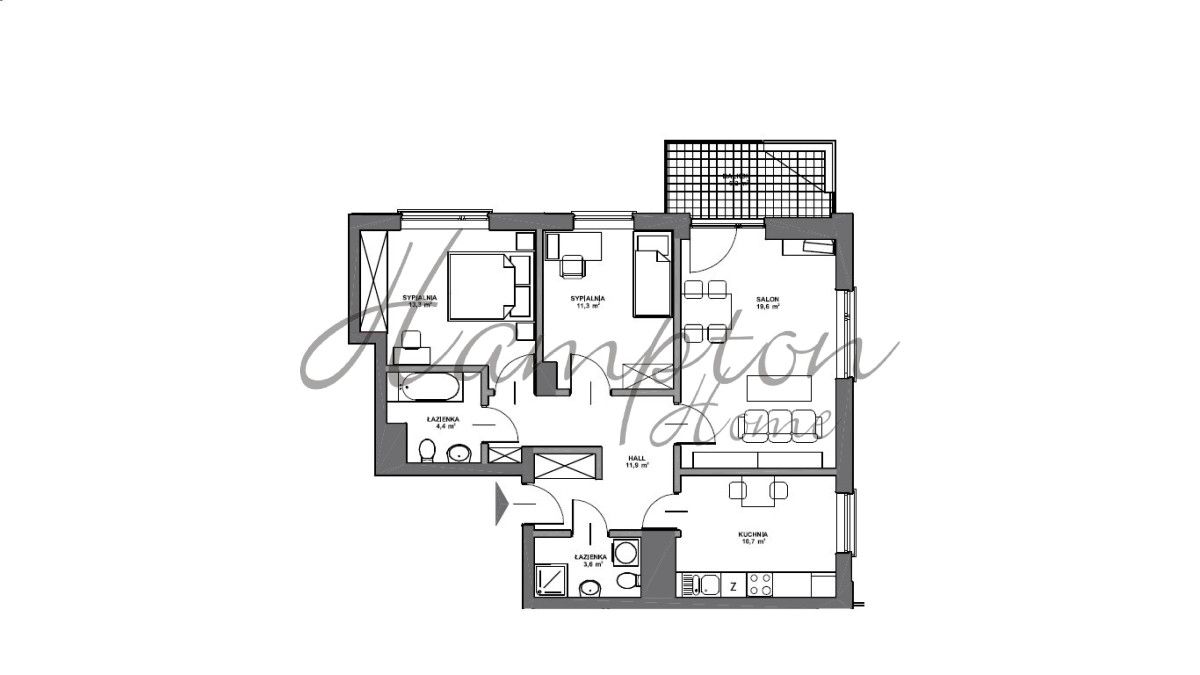 Mieszkanie 3-pokojowe Warszawa Mokotów, ul. Wyględowska. Zdjęcie 12
