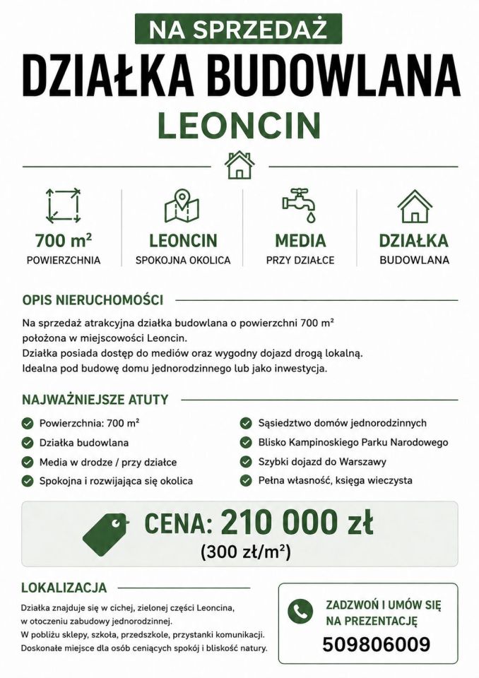 Działka budowlana Leoncin, ul. Słoneczna. Zdjęcie 2