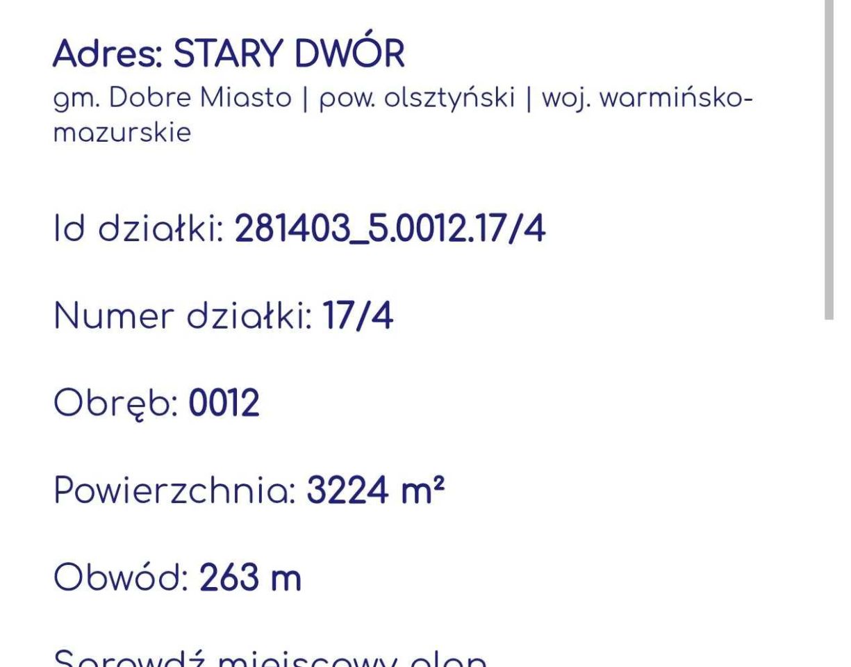 Działka rolno-budowlana Stary Dwór. Zdjęcie 3
