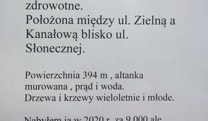 Działka rod Choszczno, ul. Kanałowa
