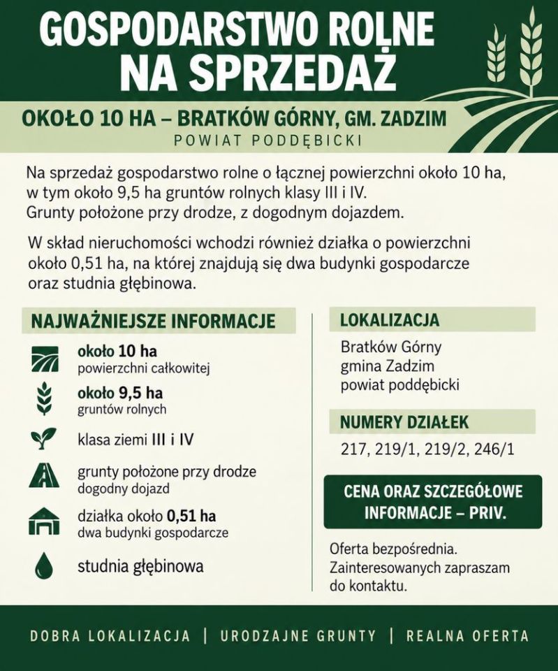 Działka rolno-budowlana Bratków Górny. Zdjęcie 3