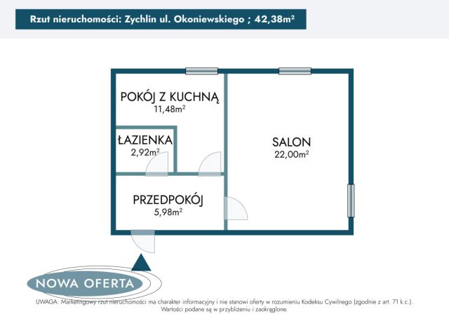 Mieszkanie 1-pokojowe Żychlin, ul. Okoniewskiego. Zdjęcie 23