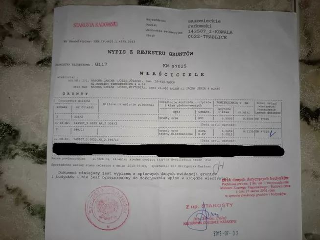 Działka rolna Trablice