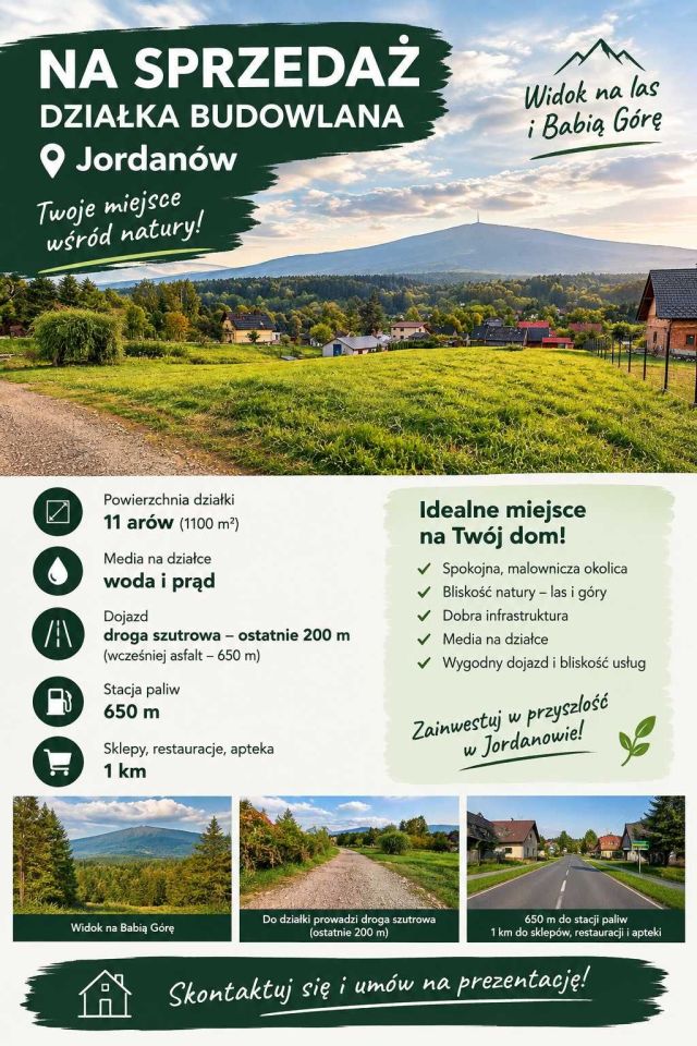 Działka budowlana Jordanów. Zdjęcie 2