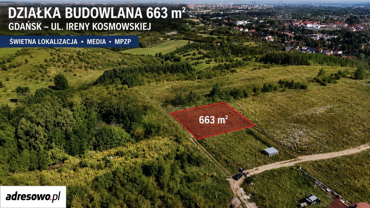 Działka budowlana Gdańsk Orunia, ul. Ireny Kosmowskiej. Zdjęcie 1