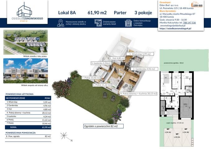 dom szeregowy, 3 pokoje Ostrołęka, ul. Stefana Żeromskiego. Zdjęcie 5