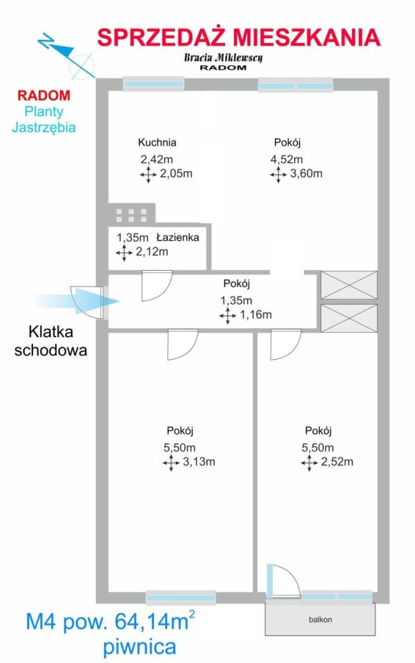 Mieszkanie 3-pokojowe Radom Planty, ul. Jastrzębia. Zdjęcie 13