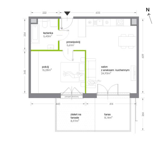 Mieszkanie 2-pokojowe Kraków Krowodrza, ul. Żabiniec. Zdjęcie 7