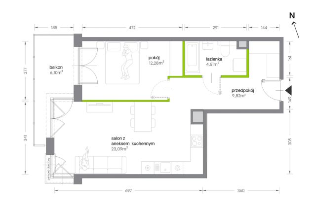 Mieszkanie 2-pokojowe Kraków Krowodrza, ul. Żabiniec. Zdjęcie 7