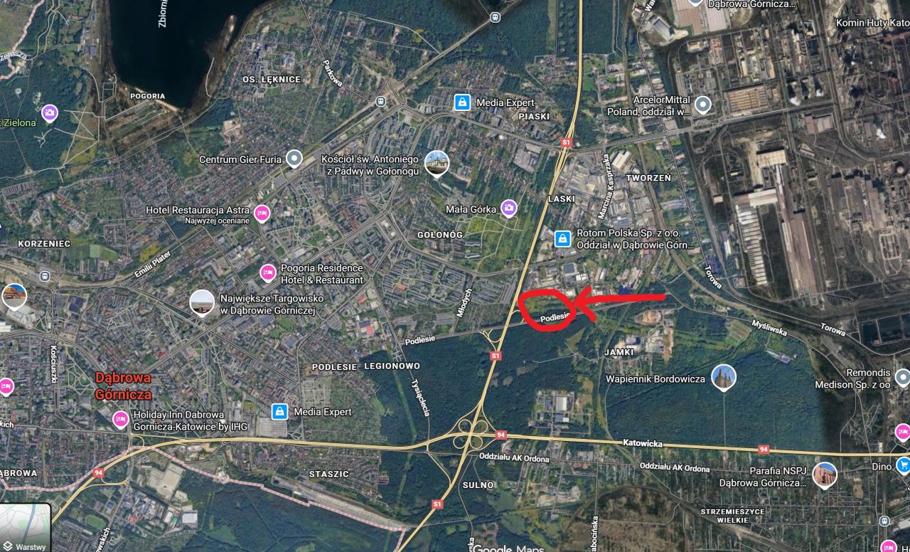 Działka inwestycyjna Dąbrowa Górnicza Podlesie, ul. Podlesie
