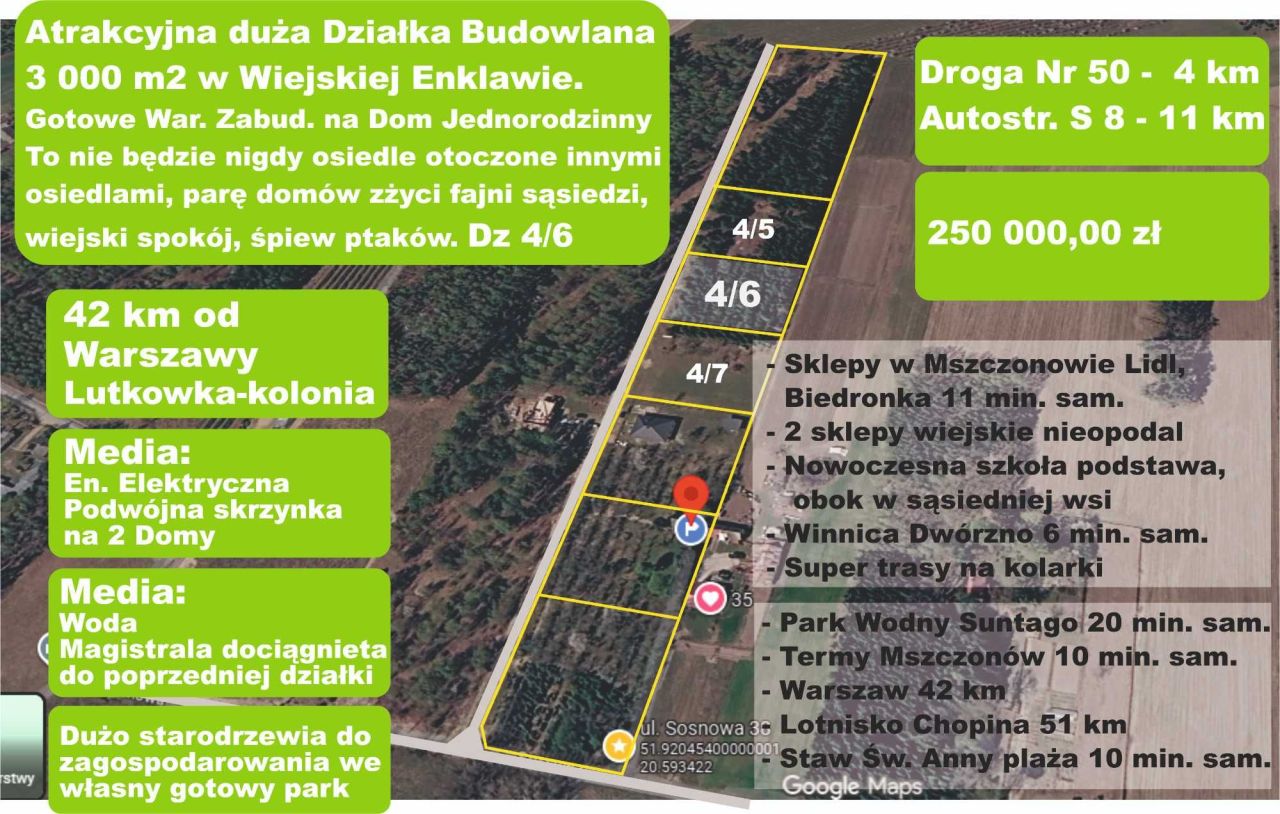 Działka rolno-budowlana Lutkówka-Kolonia, ul. Sosnowa. Zdjęcie 2