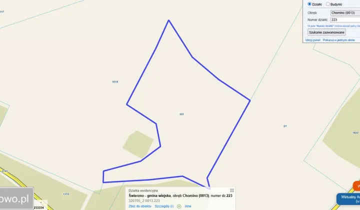 Działka rolna Chomino