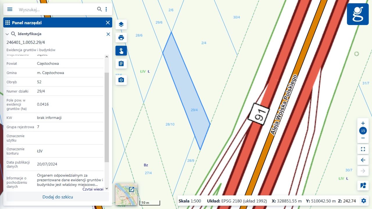 Działka inwestycyjna Częstochowa Aniołów, al. Aleja Wojska Polskiego. Zdjęcie 3