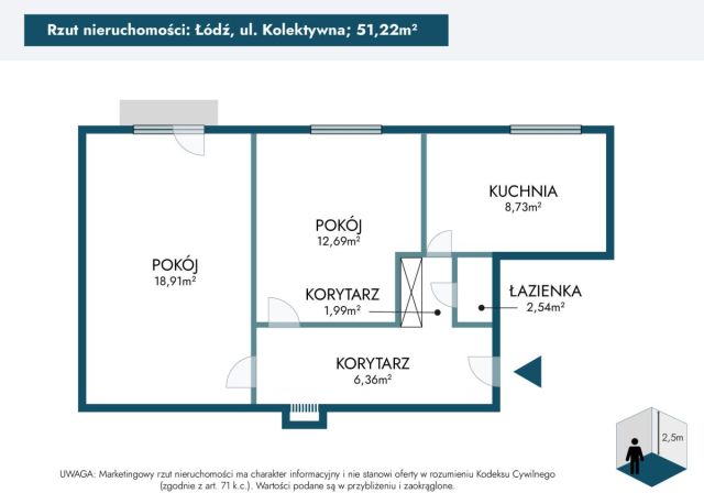 Mieszkanie 2-pokojowe Łódź Bałuty, ul. Kolektywna. Zdjęcie 16