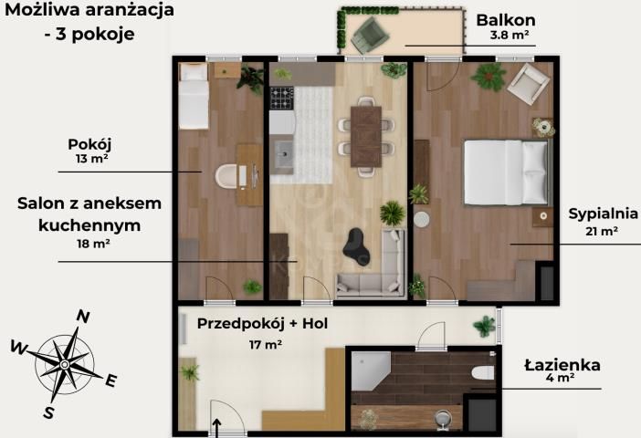 Mieszkanie 3-pokojowe Wrocław Ołbin, ul. Ignacego Daszyńskiego. Zdjęcie 15