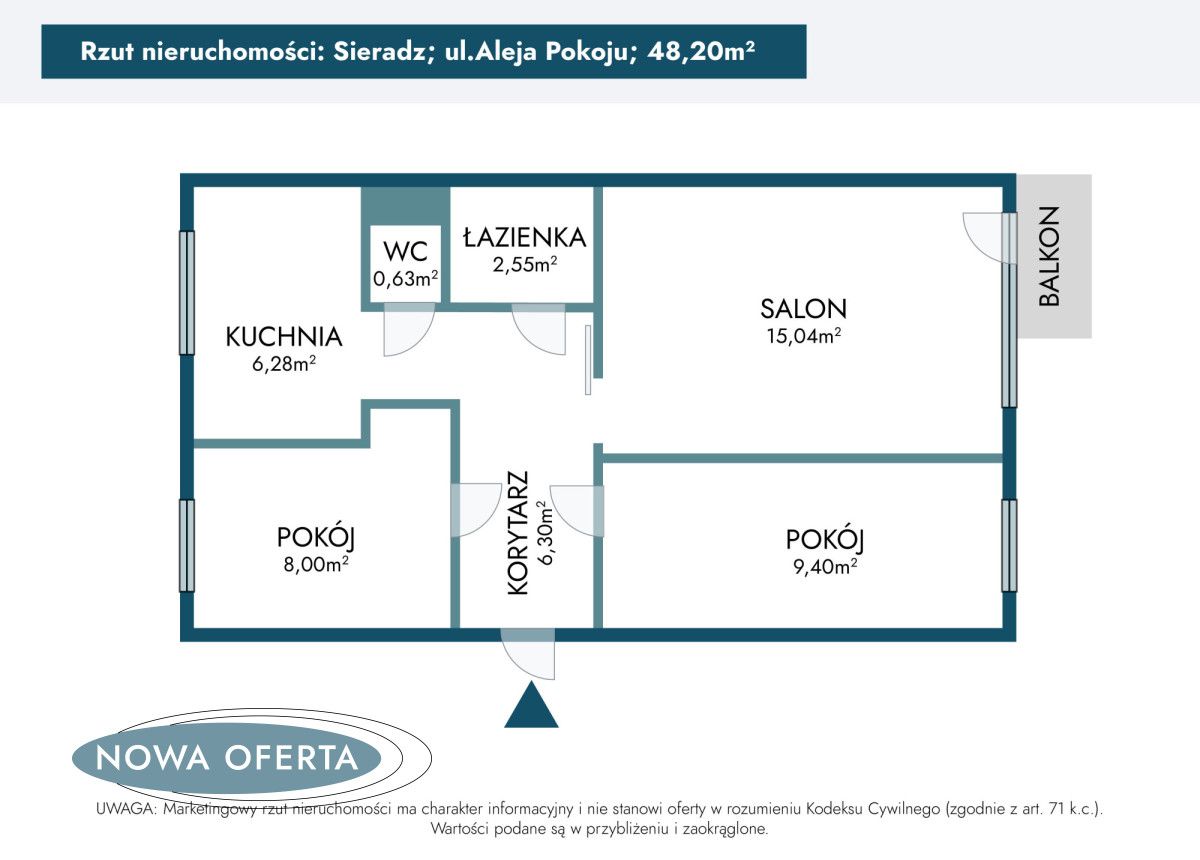 Mieszkanie 3-pokojowe Sieradz, ul. Aleja Pokoju. Zdjęcie 17