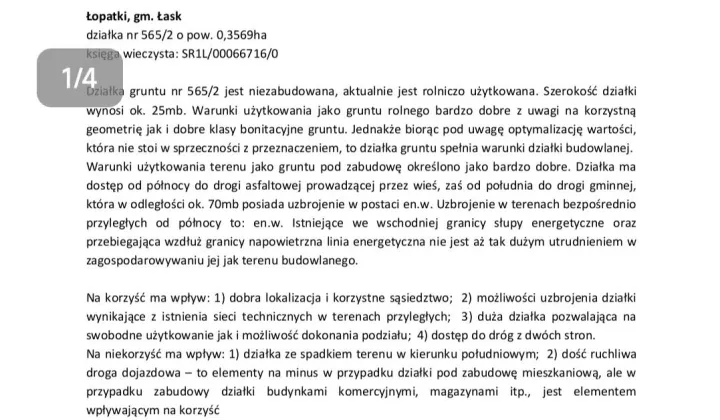 Działka rolno-budowlana Łopatki