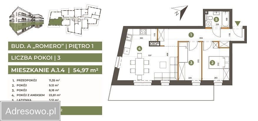 Mieszkanie 3-pokojowe Kraków Wzgórza Krzesławickie, ul. Gustawa Morcinka