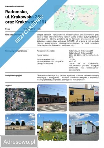 Nieruchomość komercyjna Radomsko, ul. Krakowska. Zdjęcie 1