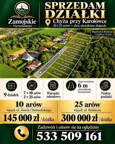 Działka budowlana Chyża, ul. Józefa Chełmońskiego. Zdjęcie 1