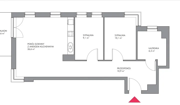 Mieszkanie 3-pokojowe Łódź Bałuty, ul. św. Teresy od Dzieciątka Jezus