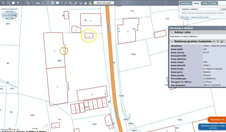Działka inna Katowice Bogucice, ul. Ludwika