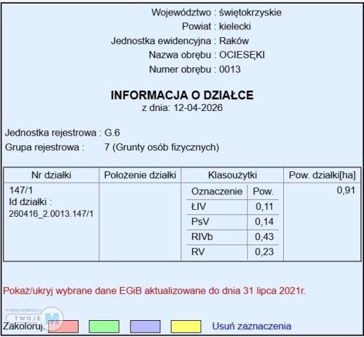 Działka rolno-budowlana Ociesęki. Zdjęcie 4