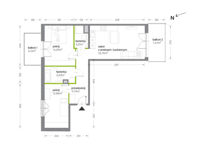 Mieszkanie 3-pokojowe Kraków Krowodrza, ul. Żabiniec. Zdjęcie 7