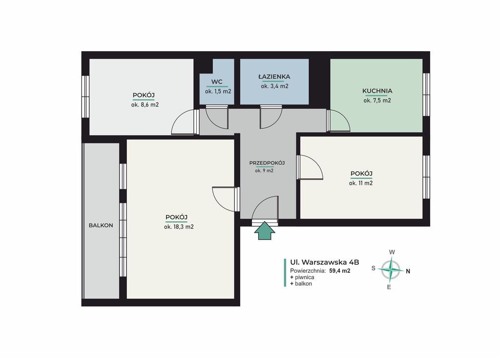 Mieszkanie 3-pokojowe Szczecinek, ul. Warszawska. Zdjęcie 30