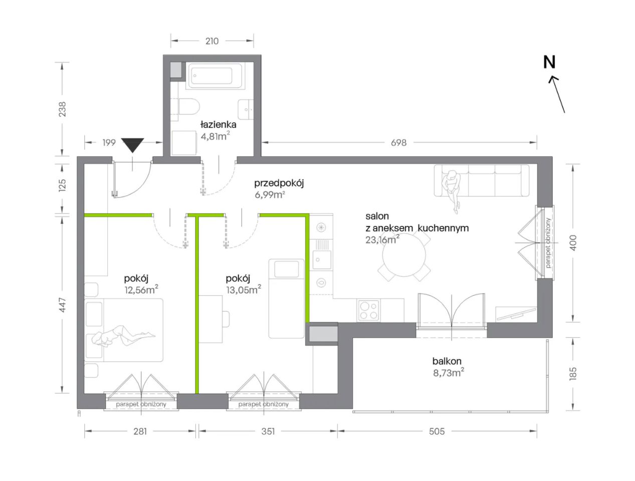 Mieszkanie 3-pokojowe Kraków Krowodrza, ul. Żabiniec. Zdjęcie 7