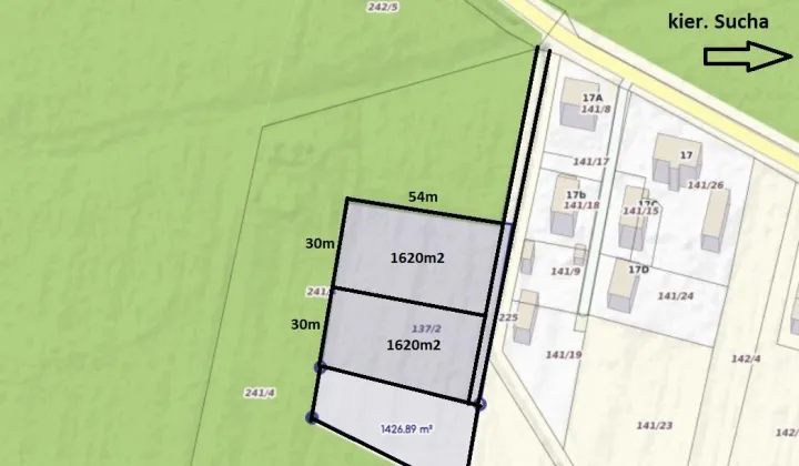 Działka budowlana Zielona Góra Sucha, ul. Sucha