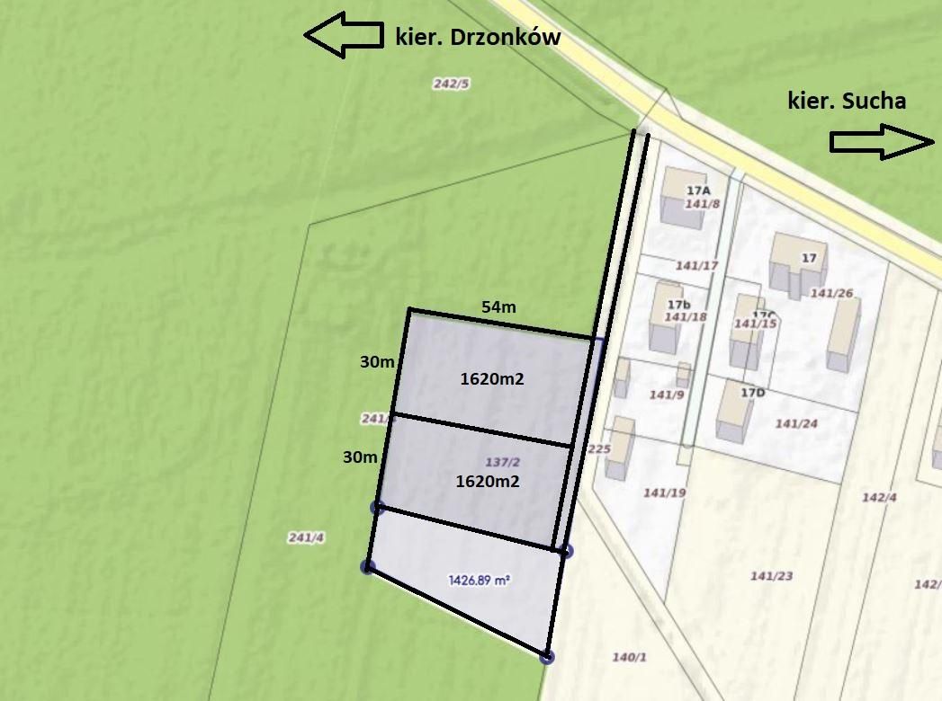 Działka budowlana Zielona Góra Sucha, ul. Sucha