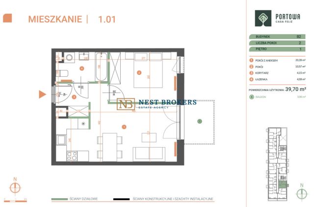 Mieszkanie 2-pokojowe Kraków Zabłocie, ul. Portowa. Zdjęcie 2
