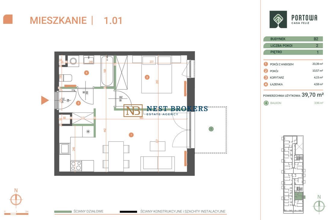Mieszkanie 2-pokojowe Kraków Zabłocie, ul. Portowa. Zdjęcie 2