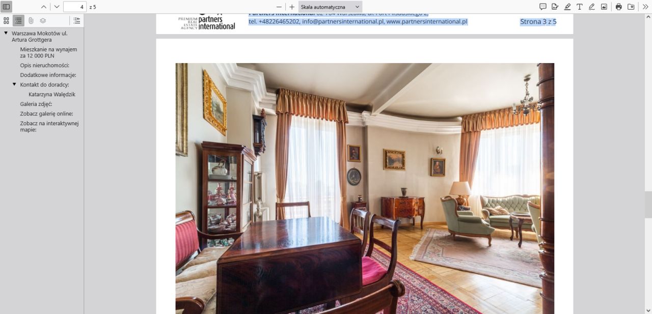 Mieszkanie 6-pokojowe Warszawa Mokotów, ul. Artura Grottgera