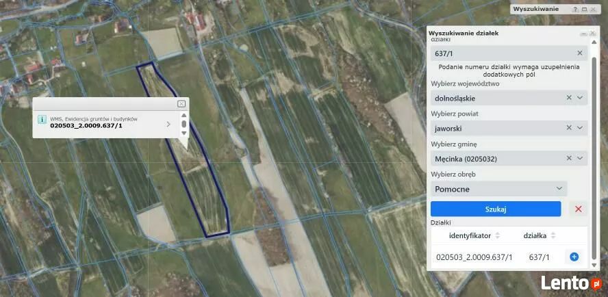 Działka rolna Pomocne