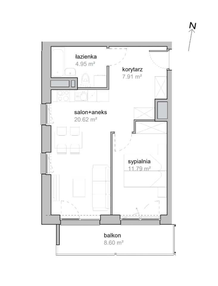 Mieszkanie 2-pokojowe Wrocław Tarnogaj, ul. Piękna. Zdjęcie 7
