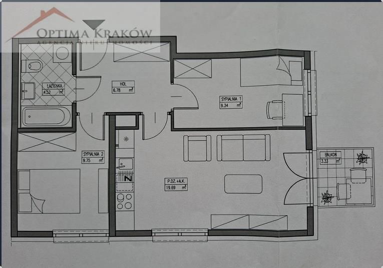 Mieszkanie 3-pokojowe Kraków Podgórze, ul. Myśliwska. Zdjęcie 11